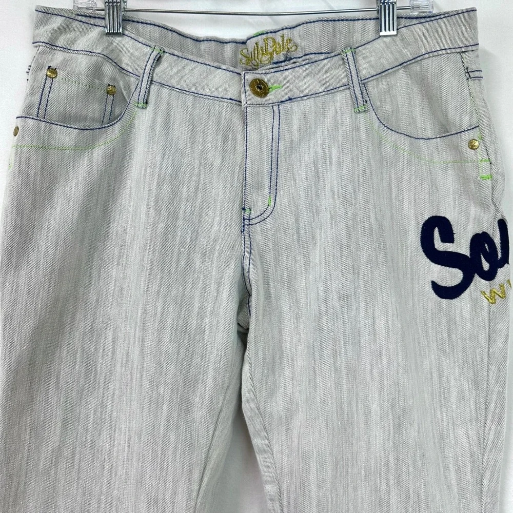 SOUTHPOLE Vintage Y2K Gray Embroidered Spell Out Logo Wide Leg Baggy Jeans 15